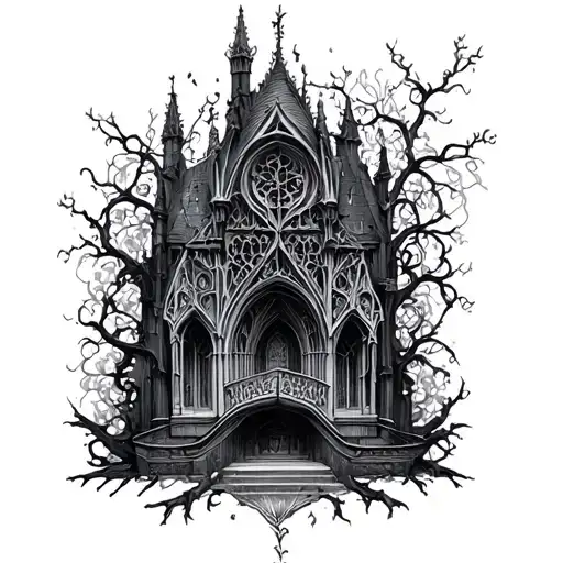 Gothic Architecture And Vines Wrapping