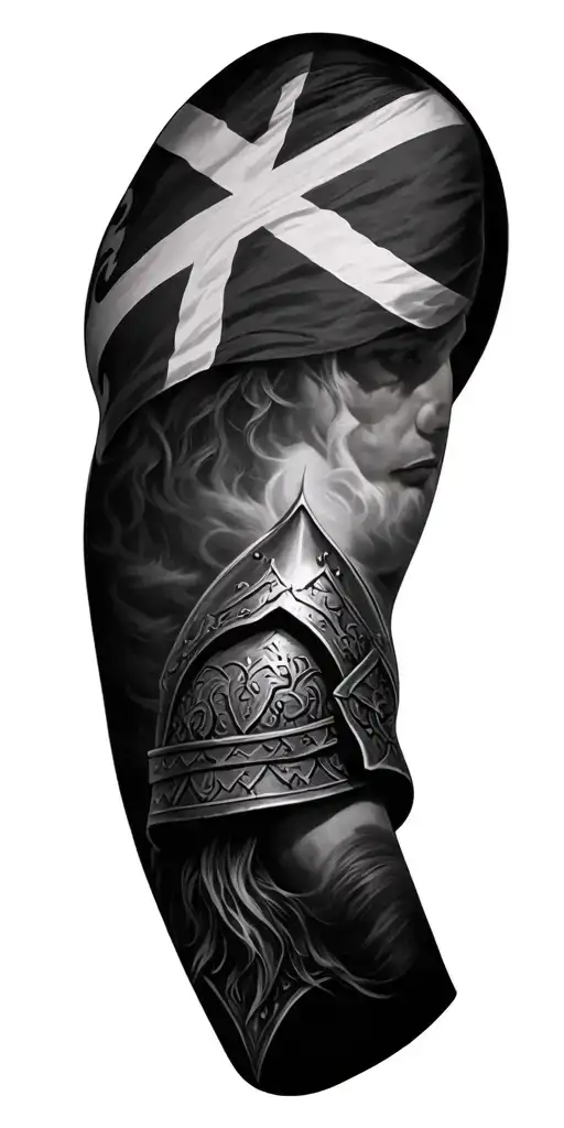 Viking Sleeve Tattoo Design Combining Danish Flag