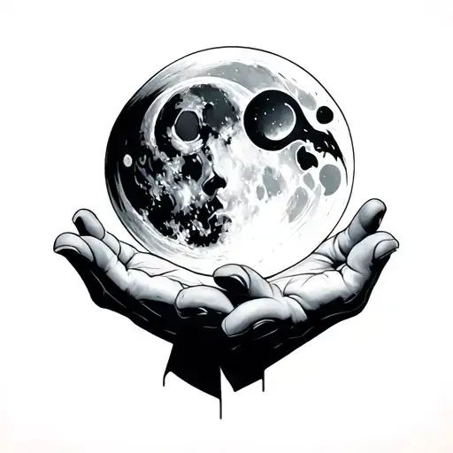 Moon On Father Hands