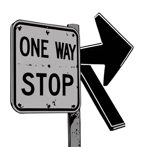 Beat Up Road Sign With Arrow Pointing Left Saying One Way Stop To Poundtown