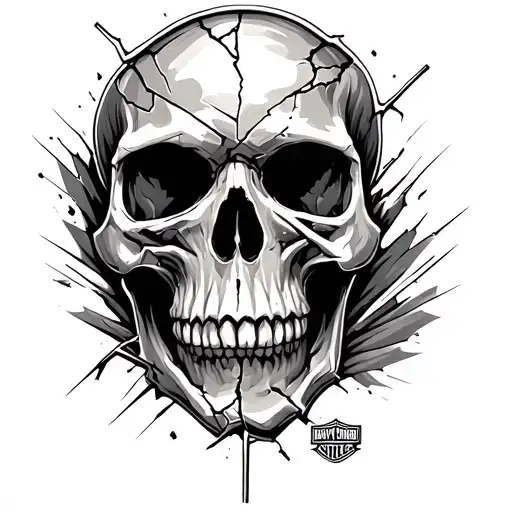 Skull Broken Harley Davidson