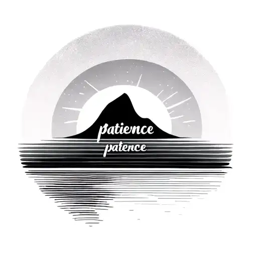 Sunrise Minimal Aesthetic Tattoo With Word Patience