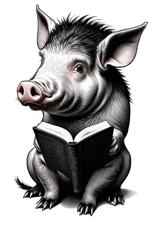 A Pig Sitting Down And Reading A Book
