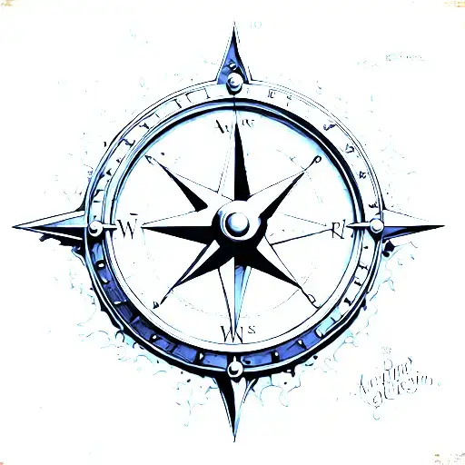 Melting Compass On A Old Map With A Ship