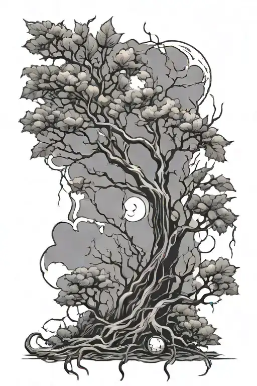 Lightning Background With Moon Stars And Poison Tree