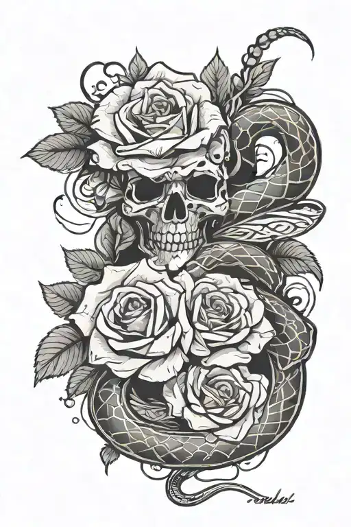 Roses Wrapped With Stethascope And Medic Snake With Do No Harm Written