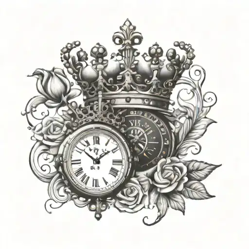 Clock With King Crown With A Clock And Queen Crown
