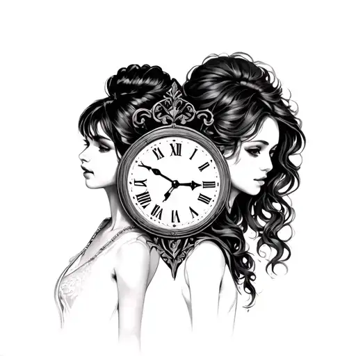 Clock Face Two Girls