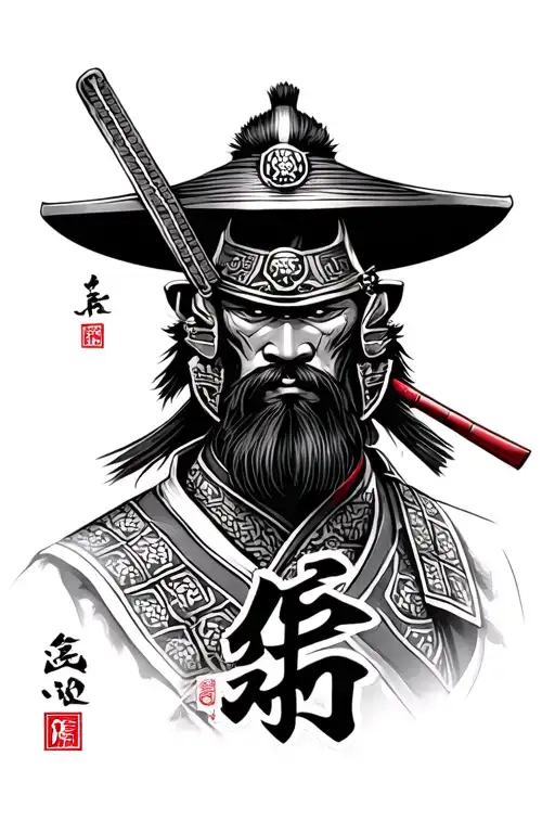 Japanese Samurai Warrior With Kanji Name Under It