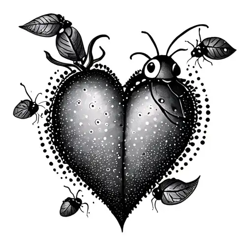Dotted Heart With Touch Of Thrush And Ladybug