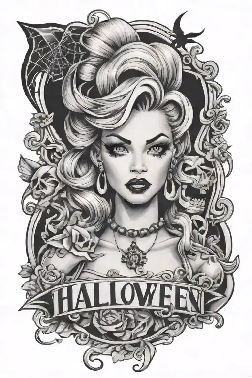 Hailey Name With Halloween Pin Up Girl