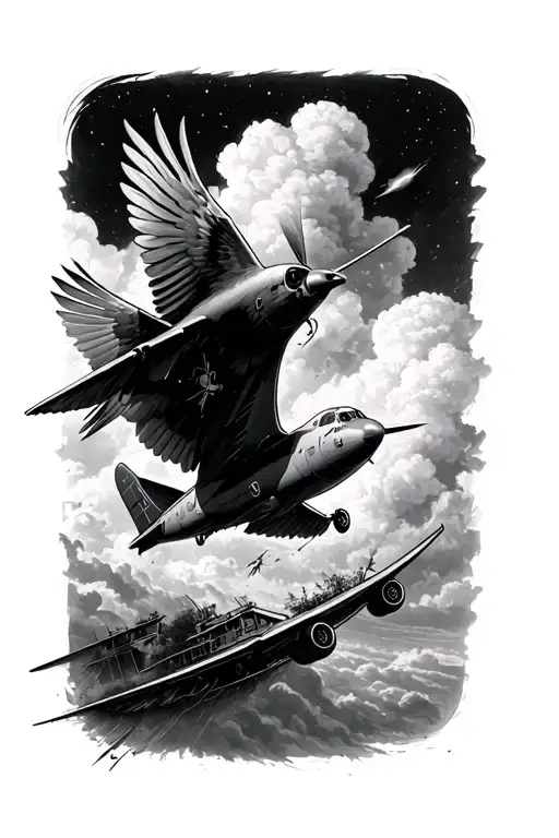 Aeroplane Turning Into Bird Flying