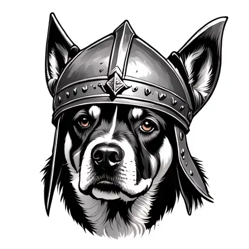Bouceron Dog Breed Wearing Viking Helmet