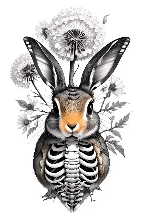 Ribcage Blooming Tree Hare Butterfly Dandilion