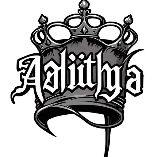 Aditya Name With Crown Made