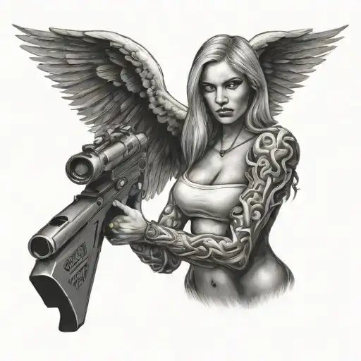 Hot Woman Angel With Bazooka