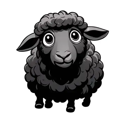 Wide Eye Cartoon Black Sheep