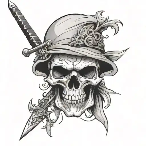 Skull With Sword Going