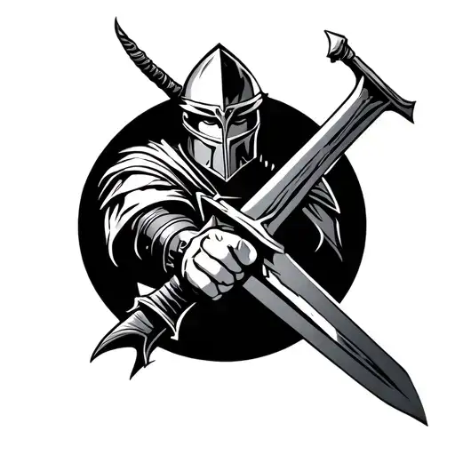 Knight Victory Position With Fist Raist With Sword