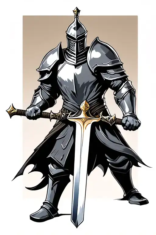 Knight Victory Position With Fist Raist With Sword