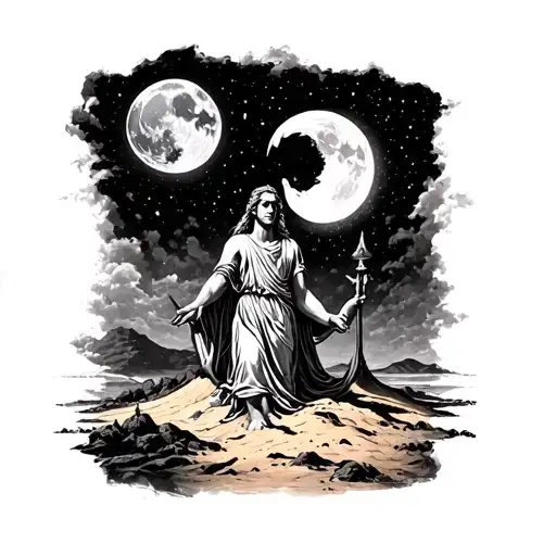 To Hansa The God Of The Moon Goes Into Sand