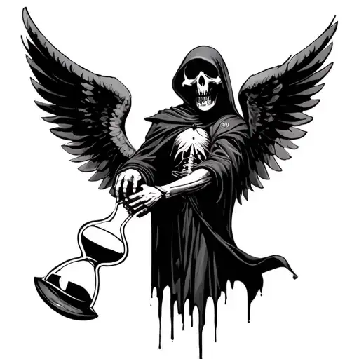 Reaper With Wings Holing A Hour Glass