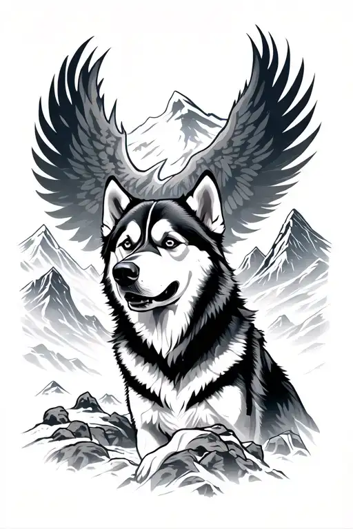 Husky Dog In Mountains Rising Phoenix