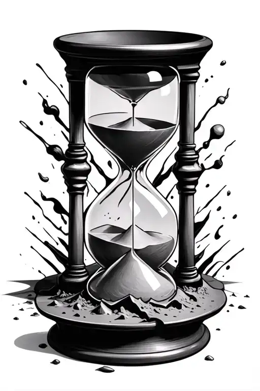 Hourglass Broken At The Bottom Spilling Sand