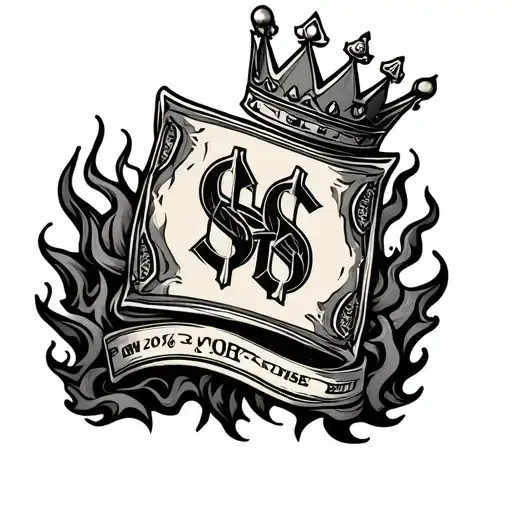 Zk With Crown And Sign Dollars Burning