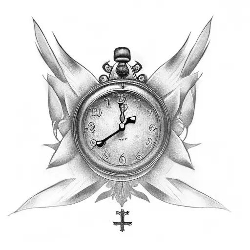 Cross With Wing Poppies Shield And Clock