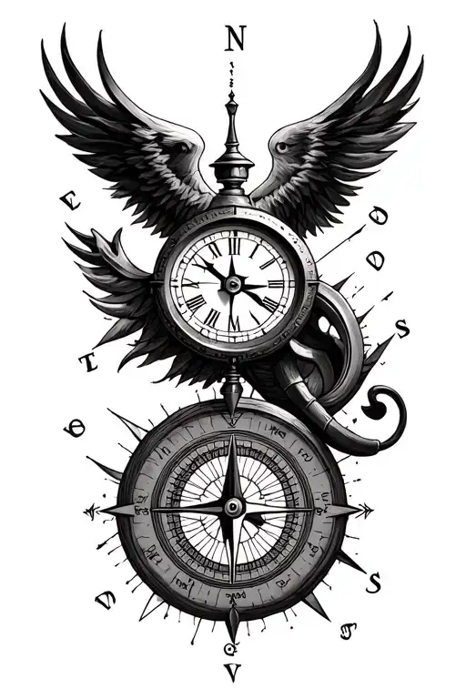 Map Compass And Clock Face