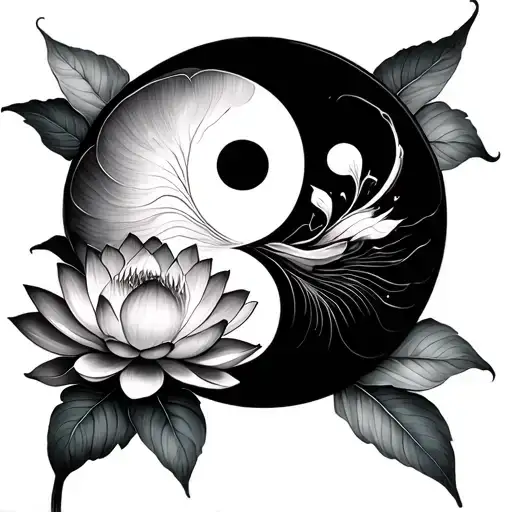 Lotus Flower And Ying And Yang Symbol
