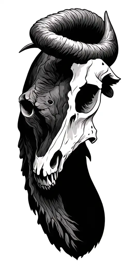 Mountains And Buffalo Skull