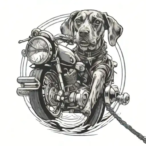 Create A Detailed Portrait Of A Dog Riding A Motorcycle