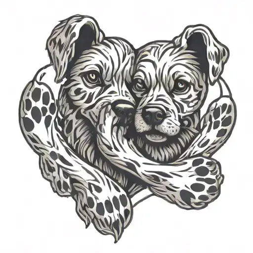 Infinite Heart Merged Dog Paws Connected