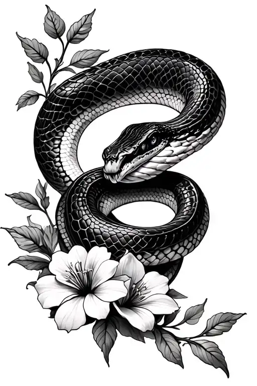 Snake And Flowers