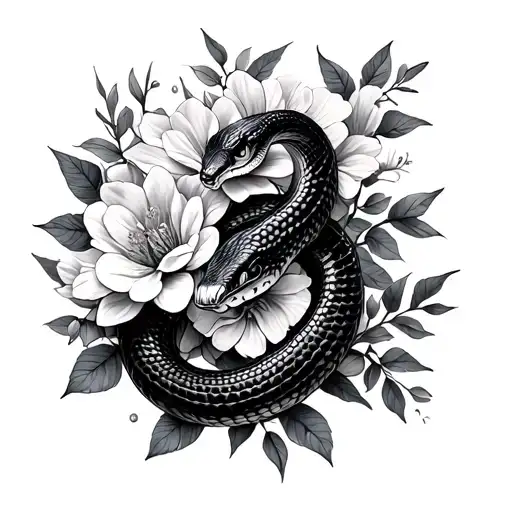 Snake And Flowers