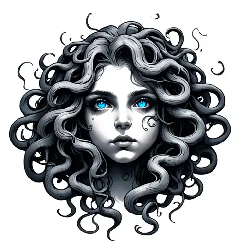 Pretty Medusa With Blue Eyes
