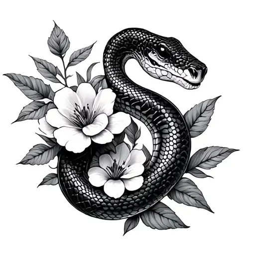 Snake And Flowers