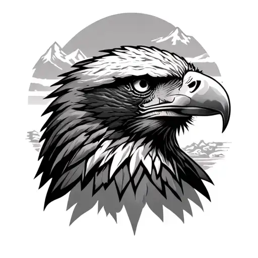 Maestetic Eagle Head With Maestetic Mountains