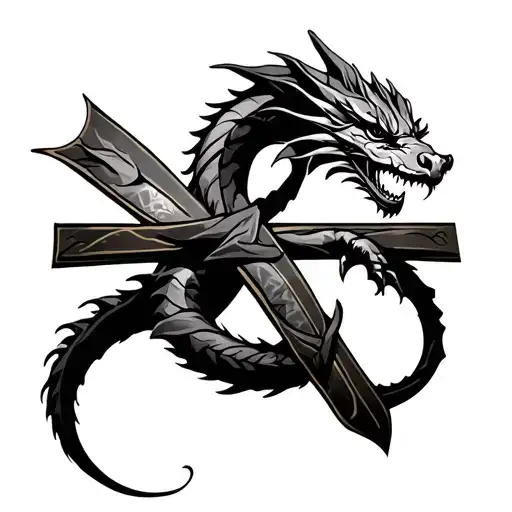 Dragon Wrapped Around Cross