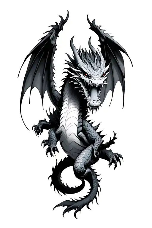 Asian Dragon With Zombie Wings