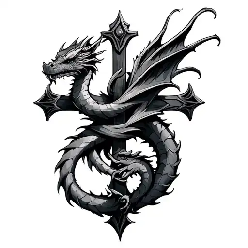 Dragon Wrapped Around Cross
