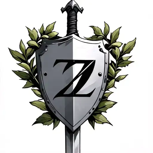 Olive Branch Sword And Shield With A Z Character