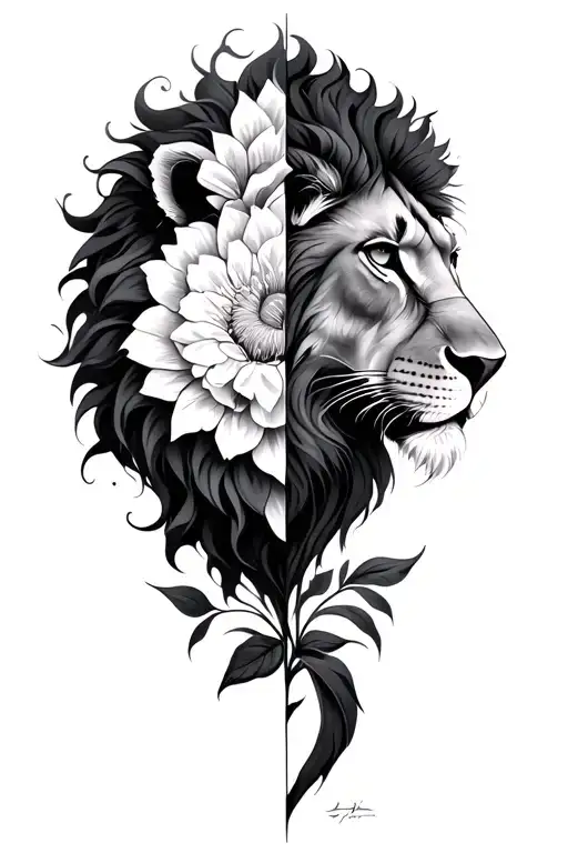 Half Lion Half Flower Blooming