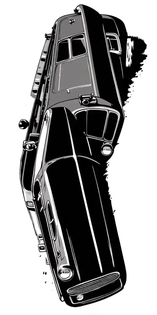 School Bus On A Farm With 48 Ford Pickup Truck Parked In Front