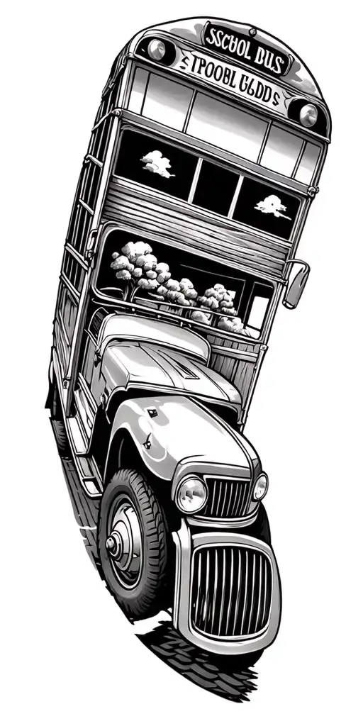 School Bus On A Farm