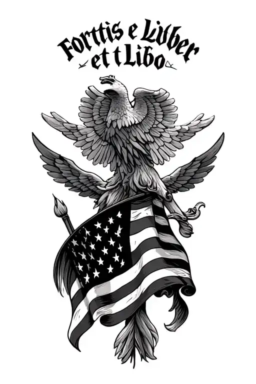 American Flag Featuring Fortis Et Liber