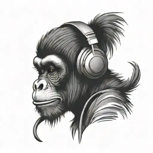 A Monkey Wearing Headphones