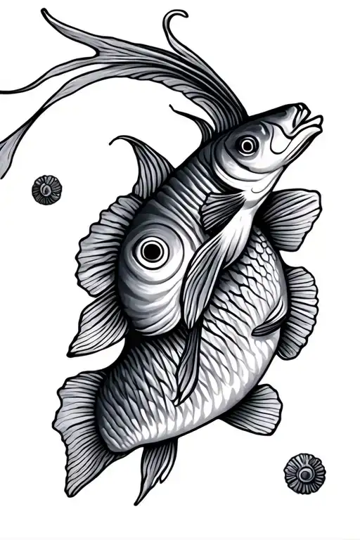 Fish Swimming Gracefully With Sea Shell Pattern